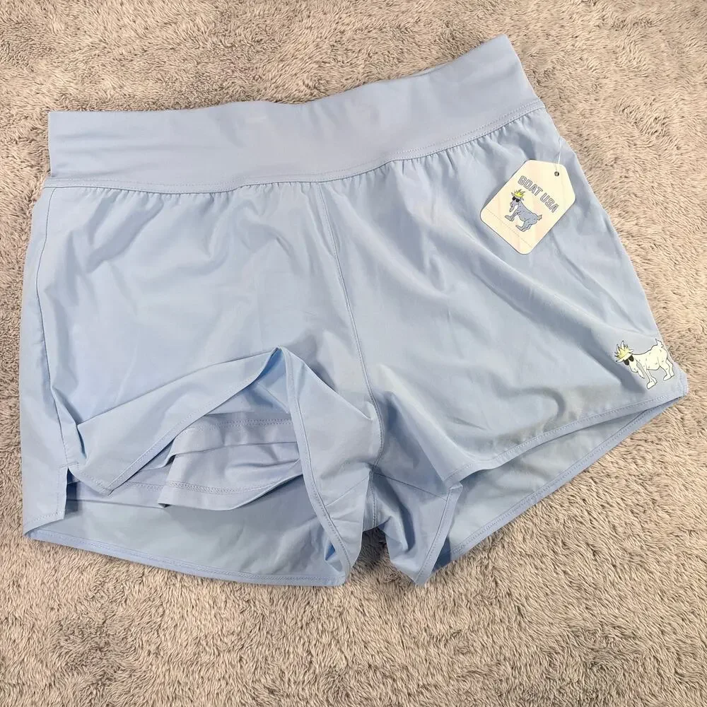 Goat‎ USA Women's Woven Shorts Back Zip Pocket Performance Casual Blue Sz Large